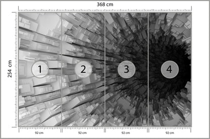 Fototapeta Abstrakcyjny Tunel 3D 368 × 254 cm – podgląd kadru