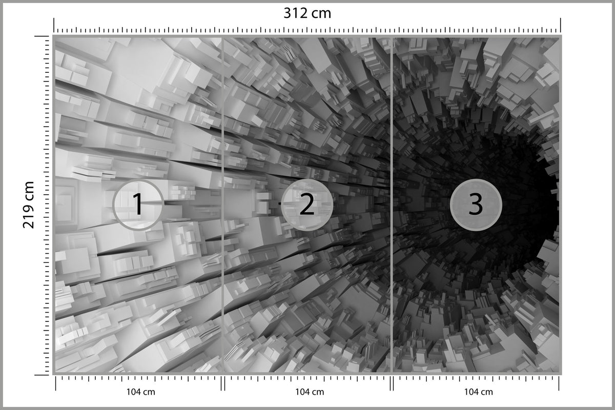 Fototapeta Abstrakcyjny Tunel 3D 312 × 219 cm – podgląd kadru