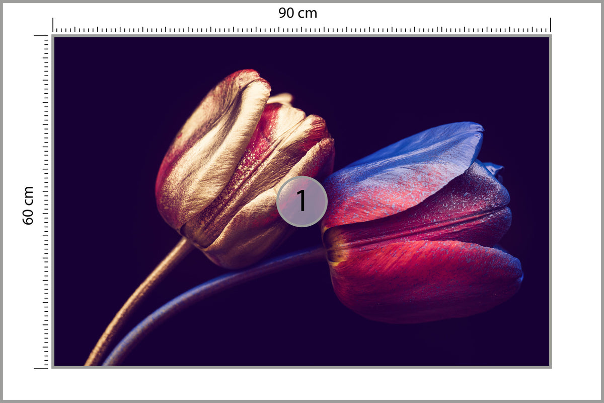 Fototapeta Tulipany Ze Złotymi Elementami 90 × 60 cm – podgląd kadru