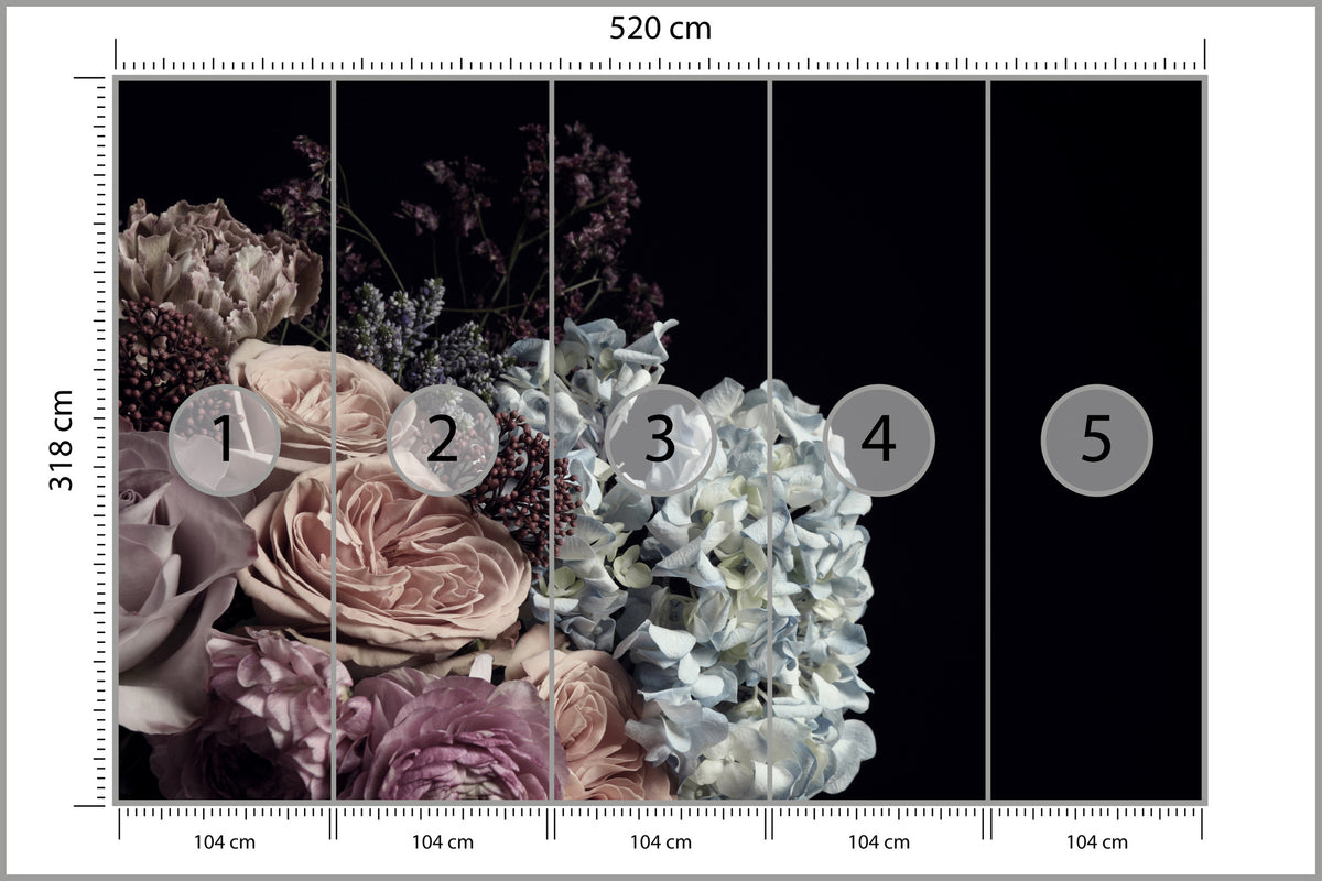 Fototapeta Bukiet W Peoniami I Różami 520 × 318 cm – podgląd kadru
