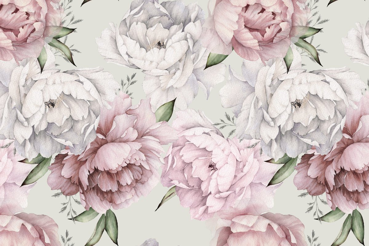 Fototapeta Kwiaty Peonie W Pastelowych Barwach – wzór