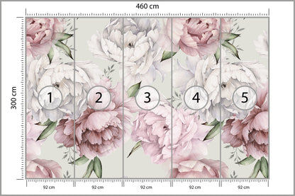 Fototapeta Kwiaty Peonie W Pastelowych Barwach 460 × 300 cm – podgląd kadru