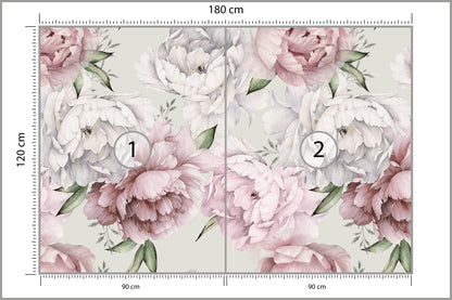 Fototapeta Kwiaty Peonie W Pastelowych Barwach 180 × 120 cm – podgląd kadru