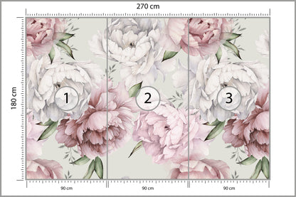 Fototapeta Kwiaty Peonie W Pastelowych Barwach 270 × 180 cm – podgląd kadru