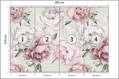 Fototapeta Kwiaty Peonie W Pastelowych Barwach 405 × 270 cm – podgląd kadru