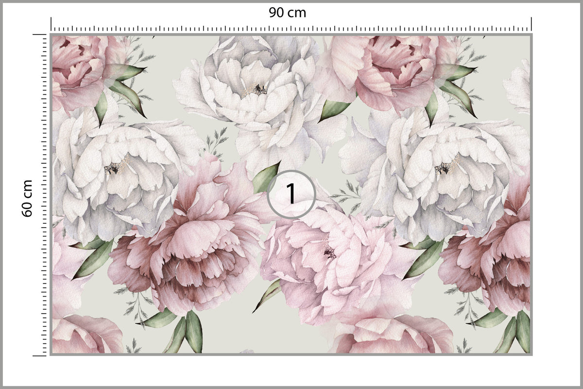 Fototapeta Kwiaty Peonie W Pastelowych Barwach 90 × 60 cm – podgląd kadru