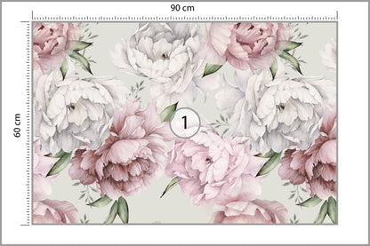 Fototapeta Kwiaty Peonie W Pastelowych Barwach 90 × 60 cm – podgląd kadru
