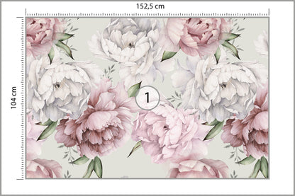 Fototapeta Kwiaty Peonie W Pastelowych Barwach 152,5 × 104 cm – podgląd kadru