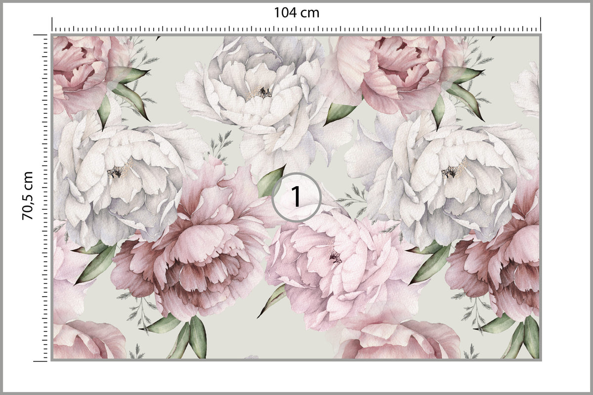 Fototapeta Kwiaty Peonie W Pastelowych Barwach 104 × 70,5 cm – podgląd kadru