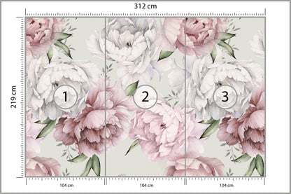 Fototapeta Kwiaty Peonie W Pastelowych Barwach 312 × 219 cm – podgląd kadru