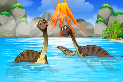 Fototapeta Dinozaury W Wodzie – wzór