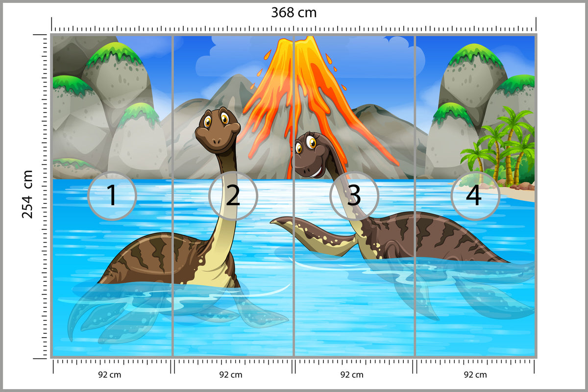 Fototapeta Dinozaury W Wodzie 368 × 254 cm – podgląd kadru
