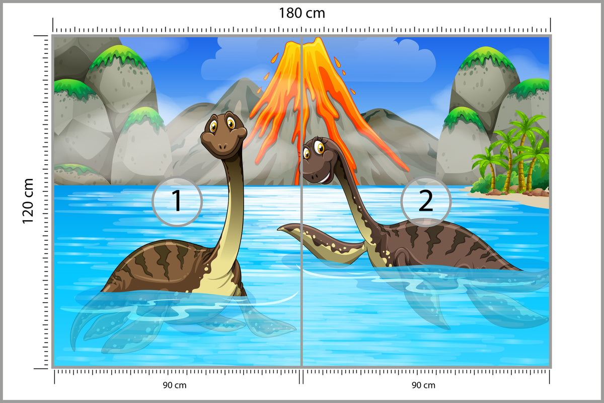 Fototapeta Dinozaury W Wodzie 180 × 120 cm – podgląd kadru