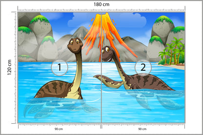 Fototapeta Dinozaury W Wodzie 180 × 120 cm – podgląd kadru