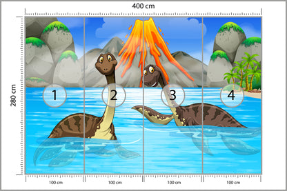 Fototapeta Dinozaury W Wodzie 400 × 280 cm – podgląd kadru
