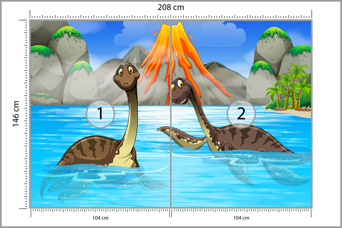 Fototapeta Dinozaury W Wodzie 208 × 146 cm – podgląd kadru