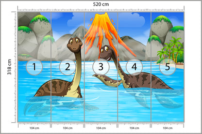 Fototapeta Dinozaury W Wodzie 520 × 318 cm – podgląd kadru