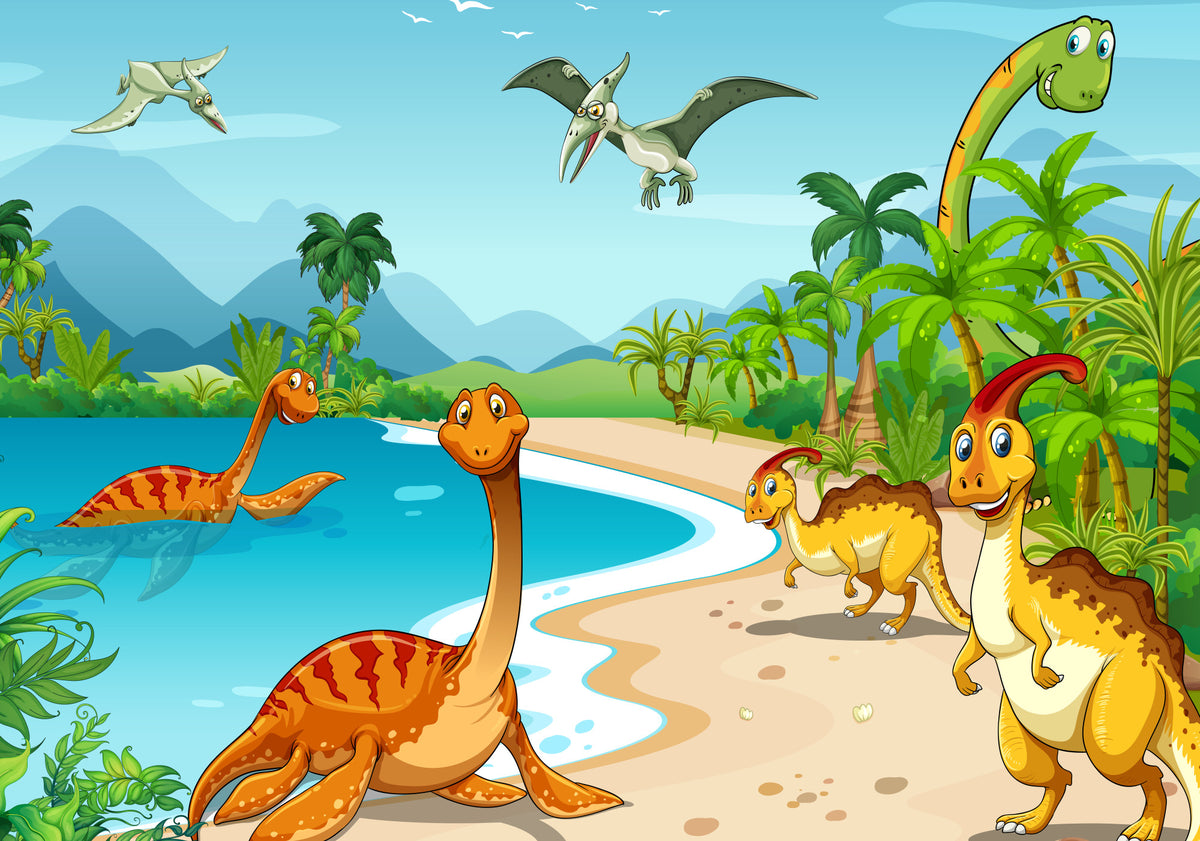 Fototapeta Dinozaury Na Plaży – wzór