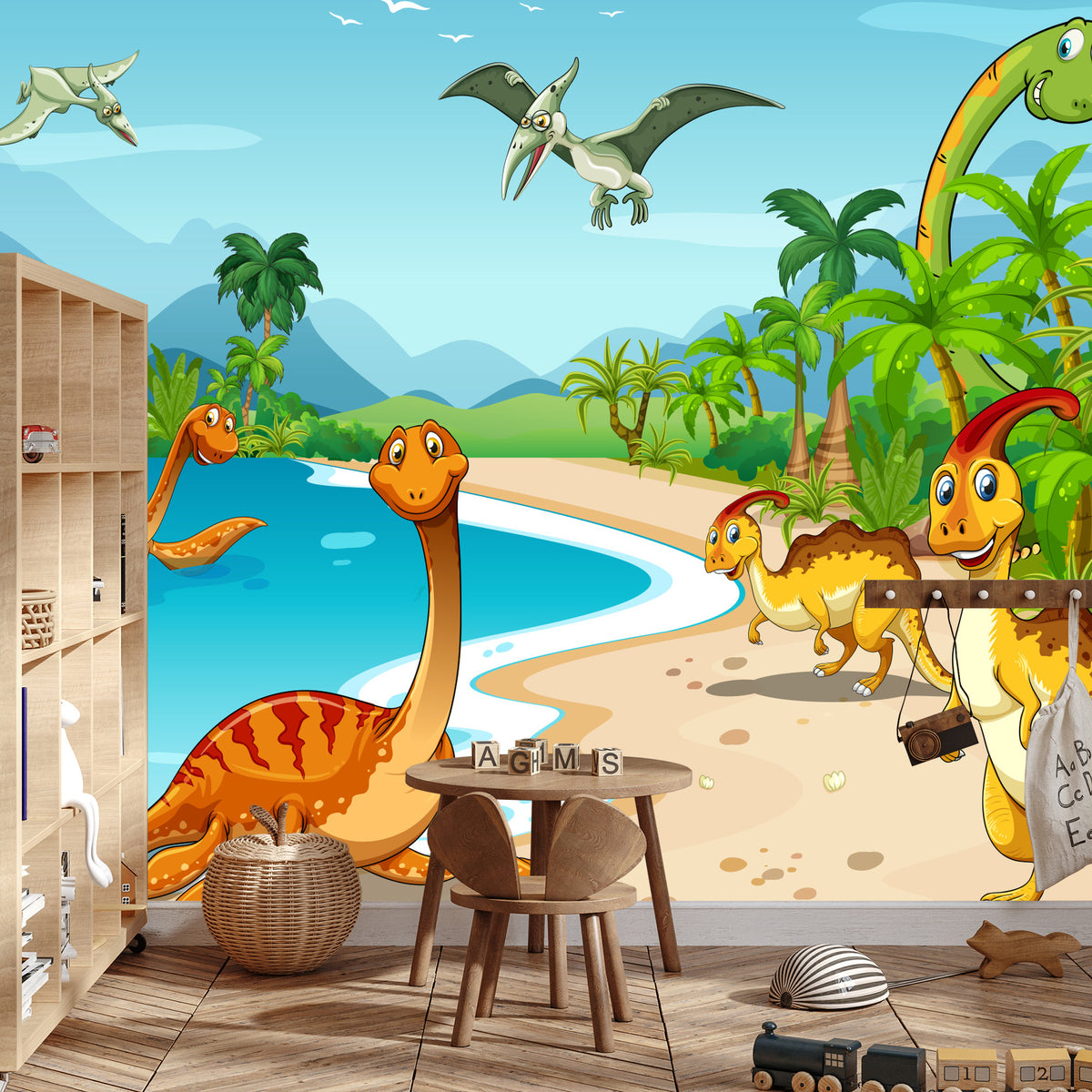 Fototapeta Dinozaury Na Plaży – aranżacja wnętrza