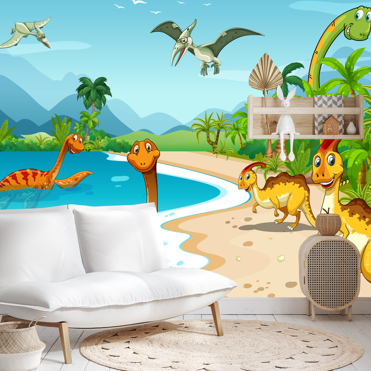 Fototapeta Dinozaury Na Plaży – aranżacja wnętrza