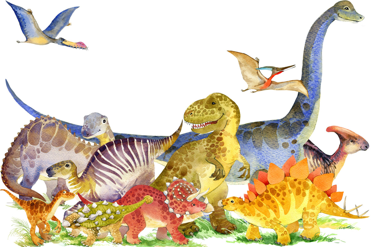 Fototapeta Dinozaury Malowane Akwarelą – wzór