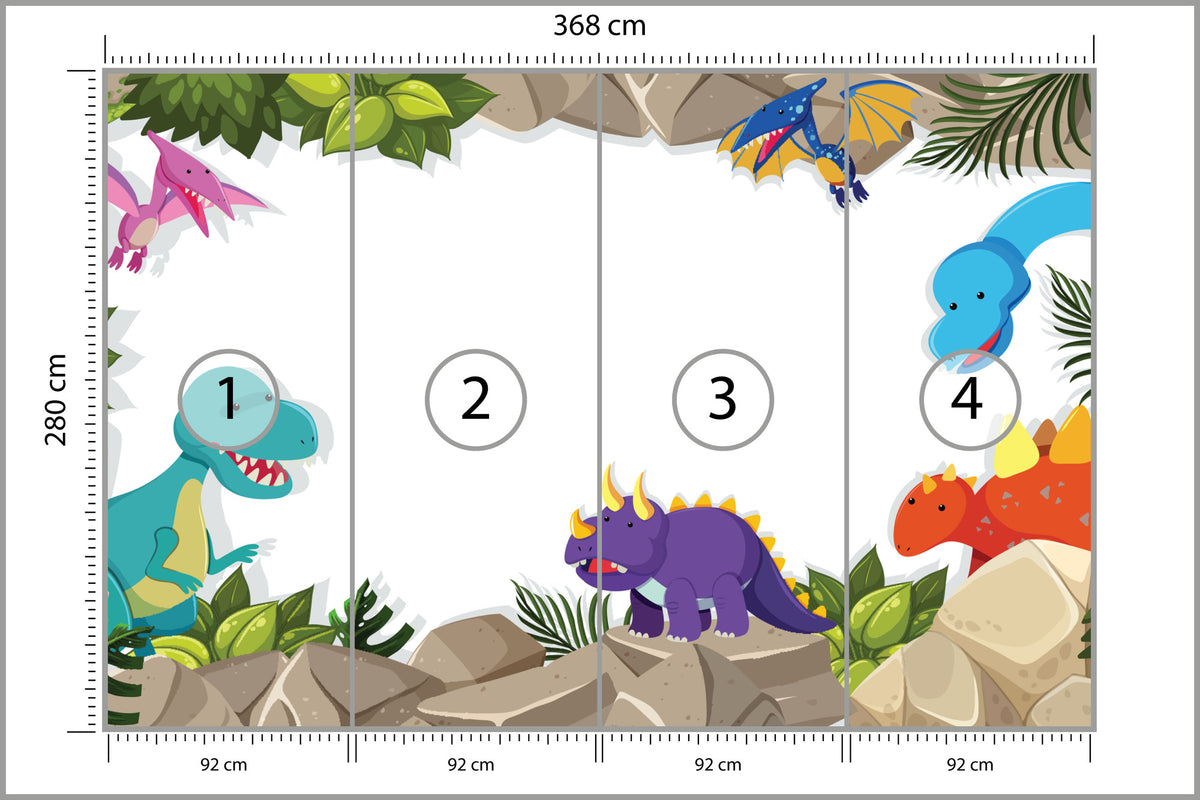 Fototapeta Dinozaury Na Skałach 368 × 280 cm – podgląd kadru