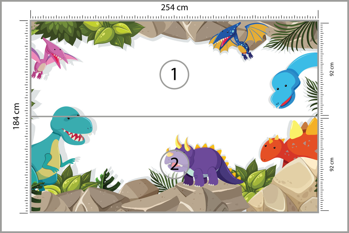 Fototapeta Dinozaury Na Skałach 254 × 184 cm – podgląd kadru