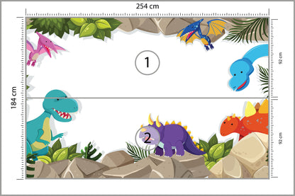 Fototapeta Dinozaury Na Skałach 254 × 184 cm – podgląd kadru