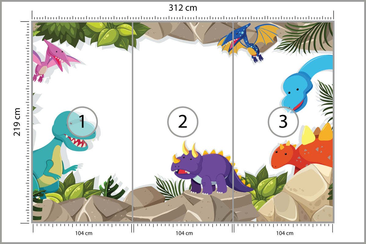 Fototapeta Dinozaury Na Skałach 312 × 219 cm – podgląd kadru