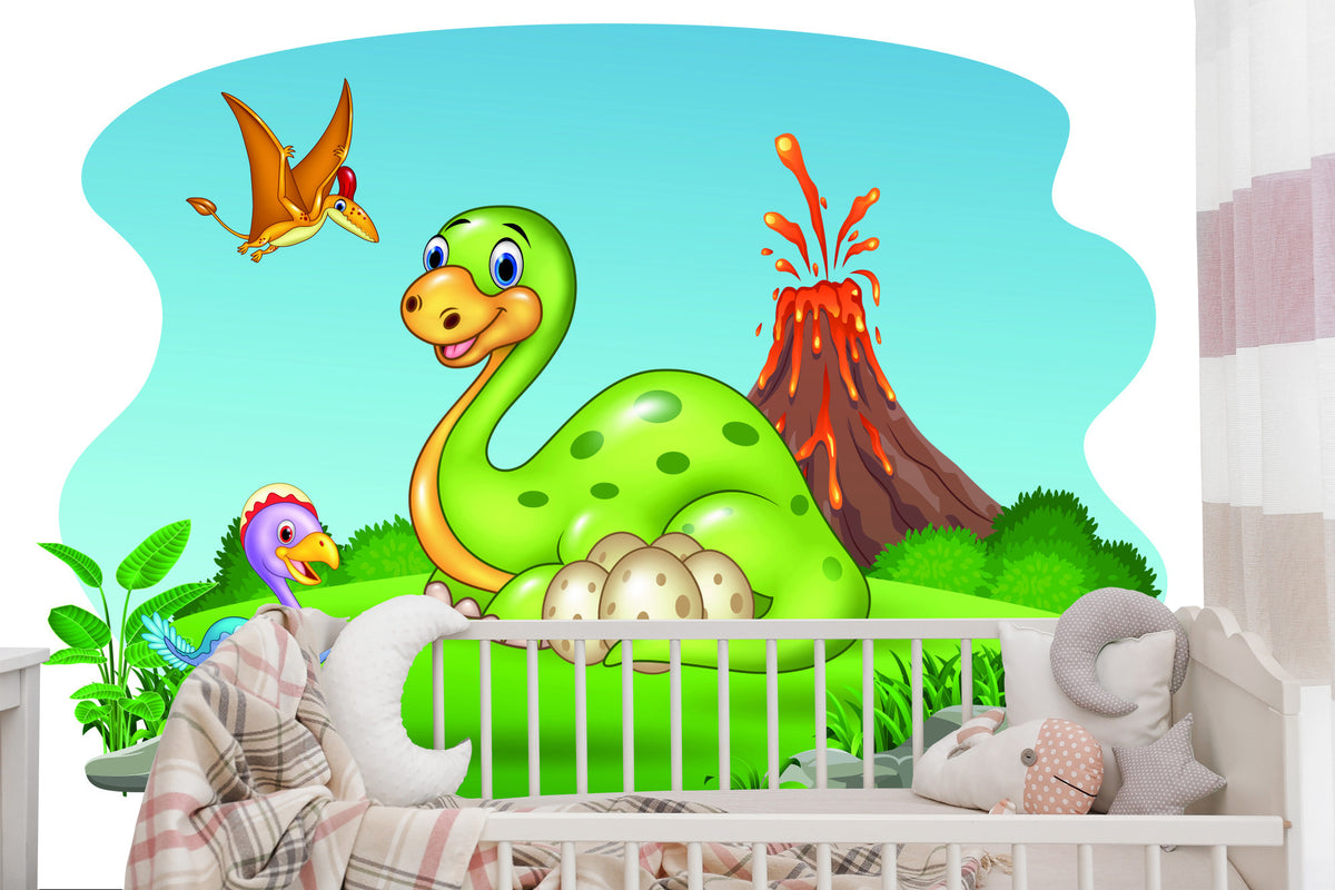 Fototapeta Dinozaury Na Polanie – aranżacja wnętrza