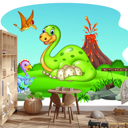 Fototapeta Dinozaury Na Polanie – aranżacja wnętrza