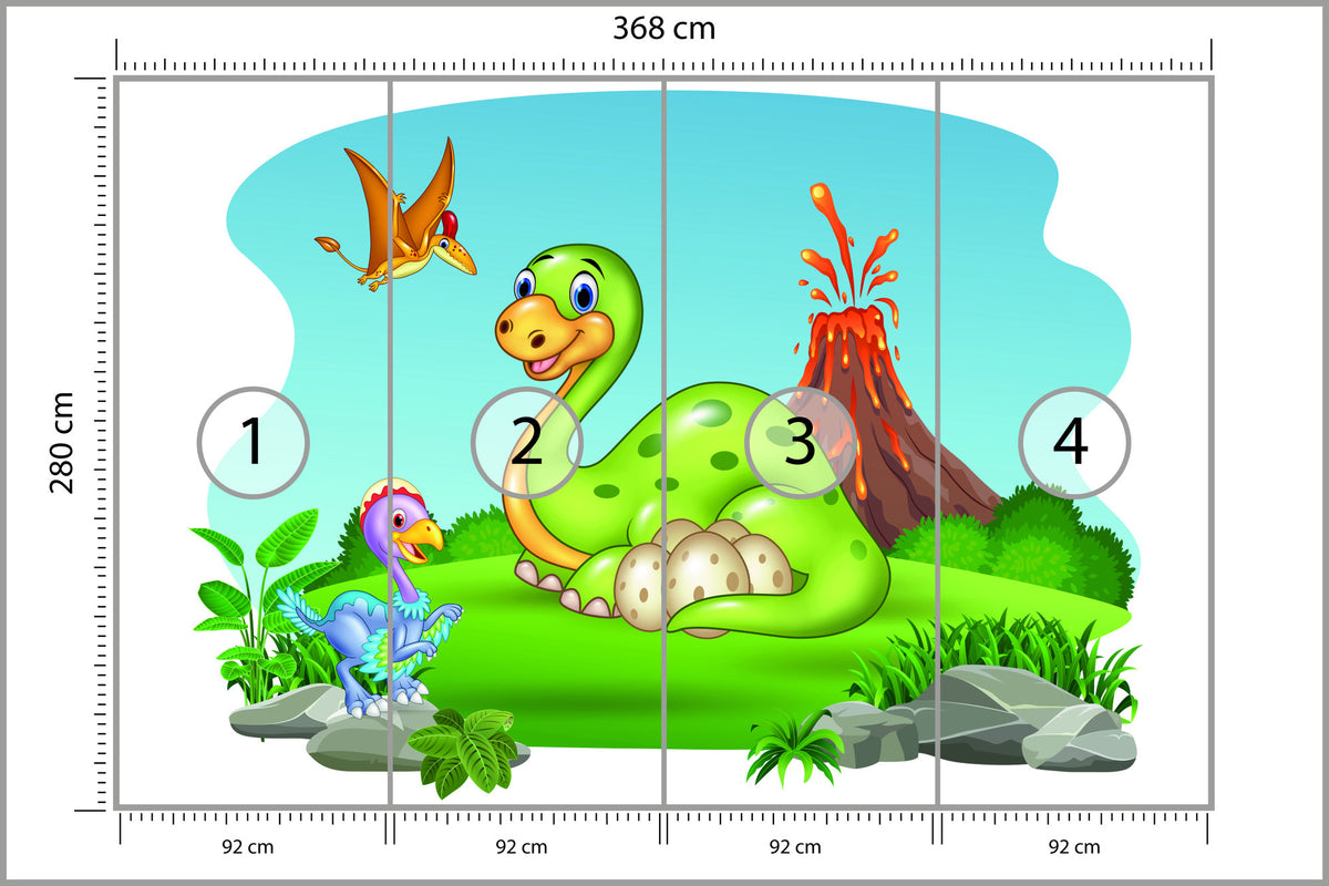 Fototapeta Dinozaury Na Polanie 368 × 280 cm – podgląd kadru