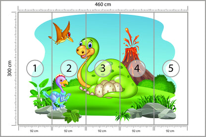Fototapeta Dinozaury Na Polanie 460 × 300 cm – podgląd kadru
