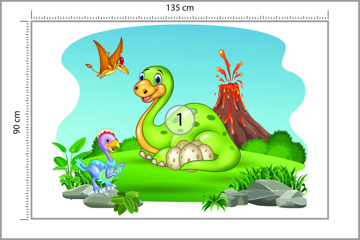 Fototapeta Dinozaury Na Polanie 135 × 90 cm – podgląd kadru
