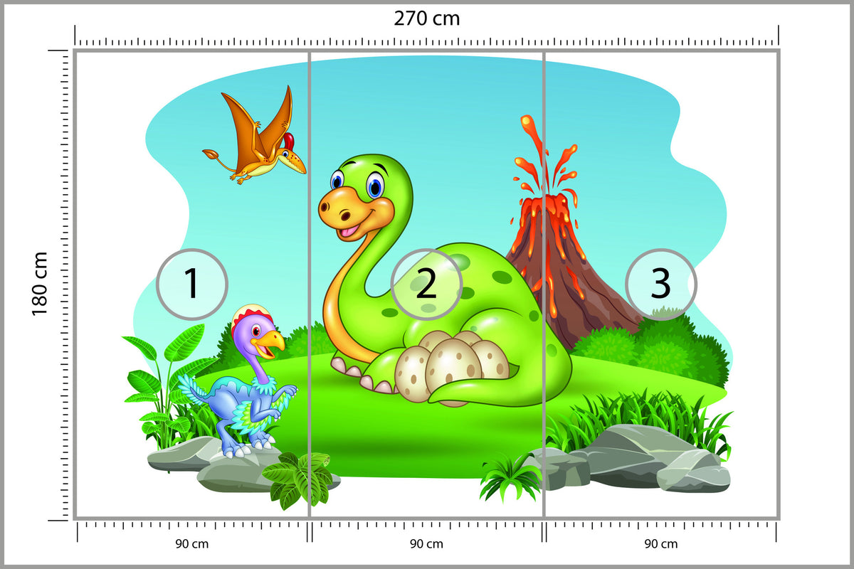 Fototapeta Dinozaury Na Polanie 270 × 180 cm – podgląd kadru