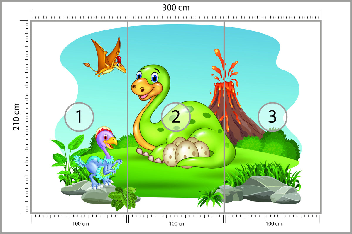 Fototapeta Dinozaury Na Polanie 300 × 210 cm – podgląd kadru