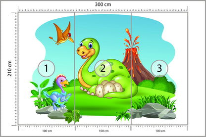Fototapeta Dinozaury Na Polanie 300 × 210 cm – podgląd kadru