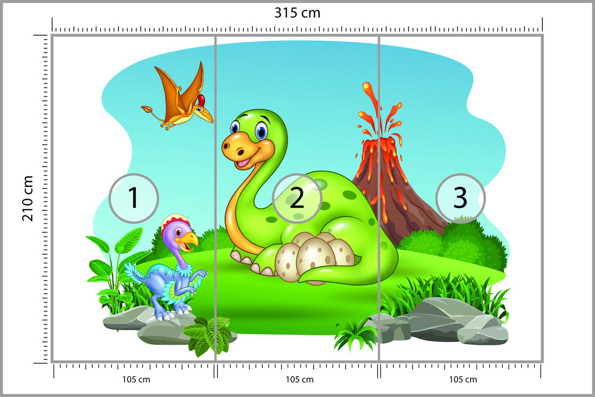 Fototapeta Dinozaury Na Polanie 315 × 210 cm – podgląd kadru