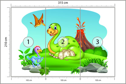 Fototapeta Dinozaury Na Polanie 315 × 210 cm – podgląd kadru