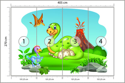 Fototapeta Dinozaury Na Polanie 405 × 270 cm – podgląd kadru