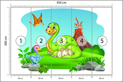 Fototapeta Dinozaury Na Polanie 450 × 300 cm – podgląd kadru