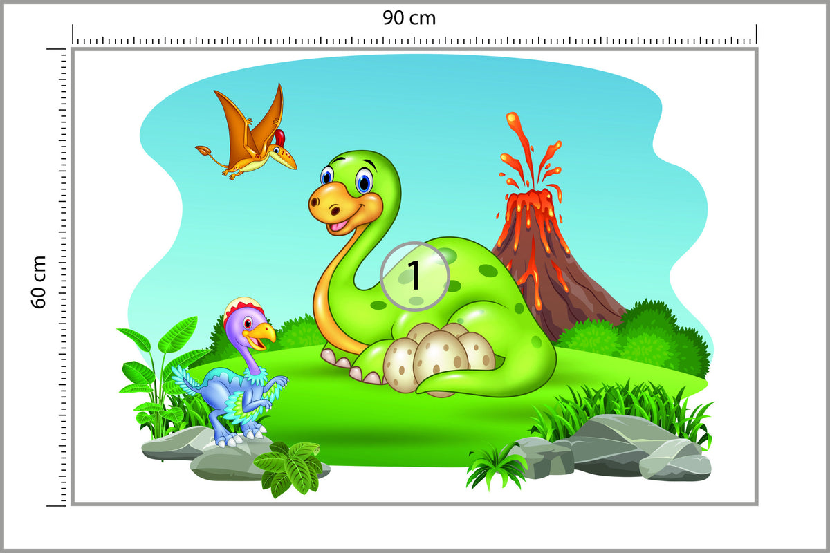 Fototapeta Dinozaury Na Polanie 90 × 60 cm – podgląd kadru