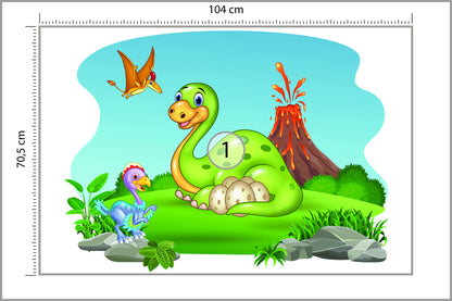 Fototapeta Dinozaury Na Polanie 104 × 70,5 cm – podgląd kadru