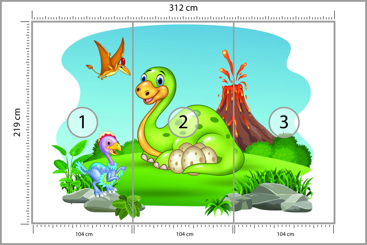 Fototapeta Dinozaury Na Polanie 312 × 219 cm – podgląd kadru