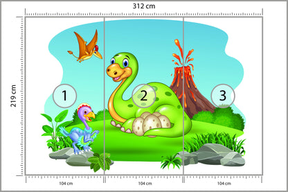 Fototapeta Dinozaury Na Polanie 312 × 219 cm – podgląd kadru