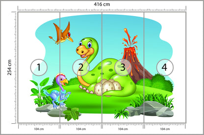 Fototapeta Dinozaury Na Polanie 416 × 254 cm – podgląd kadru