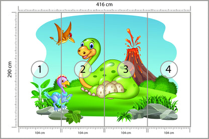 Fototapeta Dinozaury Na Polanie 416 × 290 cm – podgląd kadru