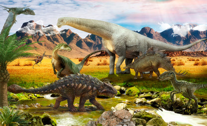Fototapeta Realistyczne Dinozaury Nad Rzeką – wzór