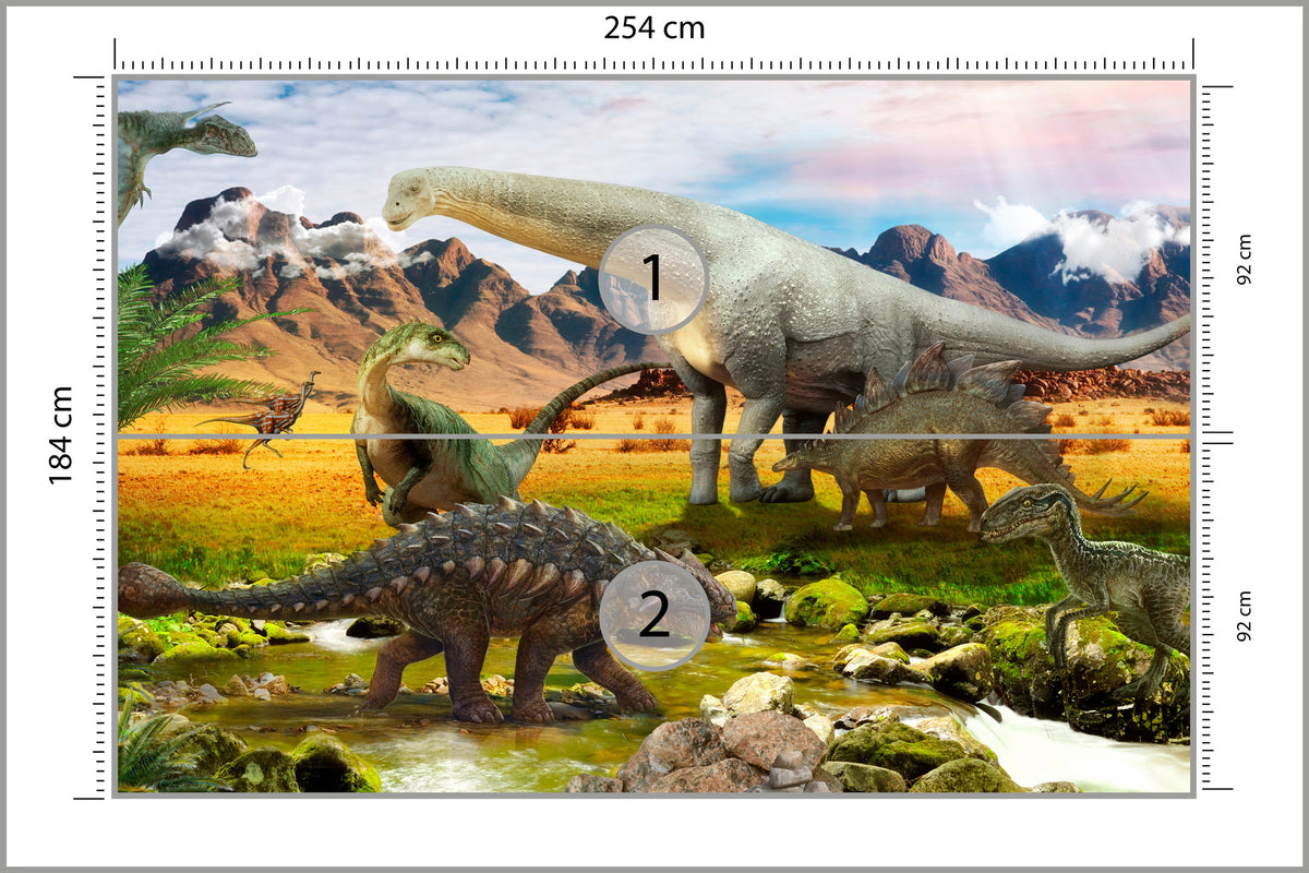 Fototapeta Realistyczne Dinozaury Nad Rzeką 254 × 184 cm – podgląd kadru