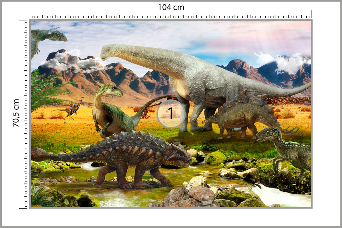 Fototapeta Realistyczne Dinozaury Nad Rzeką 104 × 70,5 cm – podgląd kadru